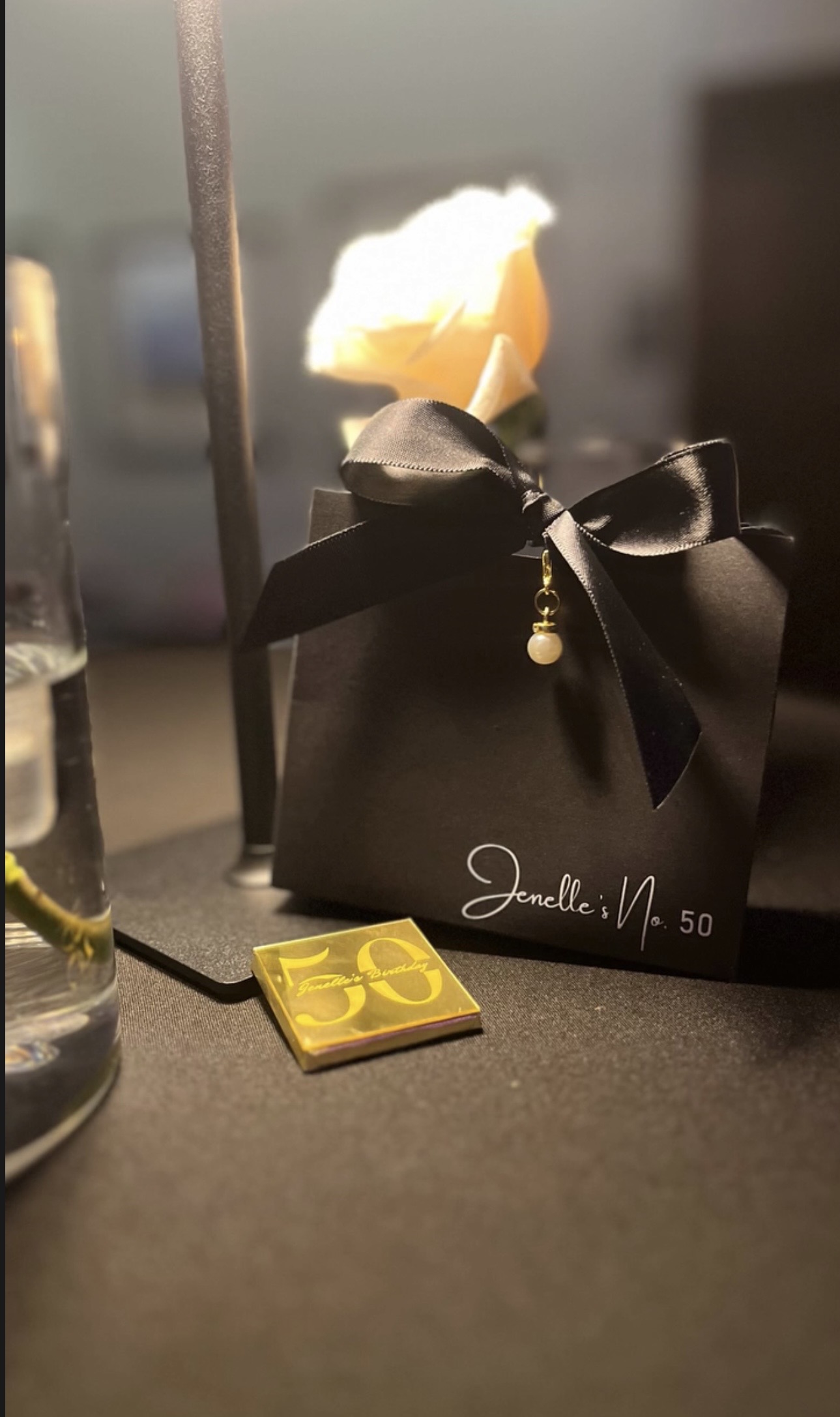 Table setting from Jenelle's 50th birthday celebration